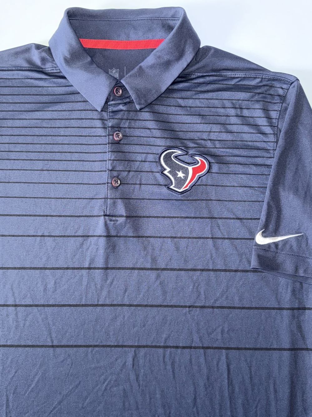 Nike Dri-FIT NFL Polo Men’s M Houston Texans Navy Striped Performance Stretch